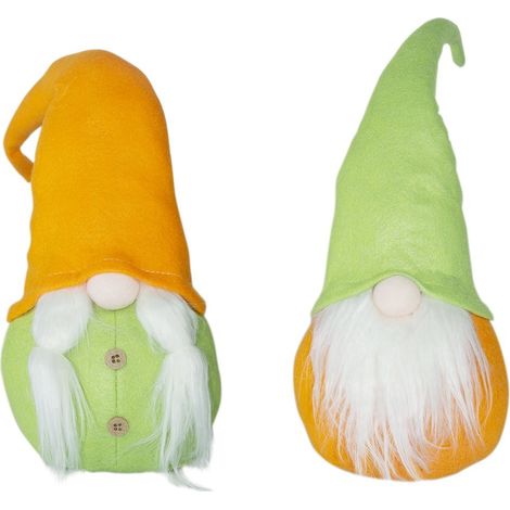 234044 Gnomo de pascua con sombrero verde y naranja 46 Cm en tela con barba  Modelo: Mujer