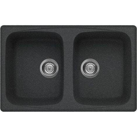 Lavello Elleci Incasso 2 vasche 79x50 Master 350 Granitek Nero Pietra LGM35054 (1/5)