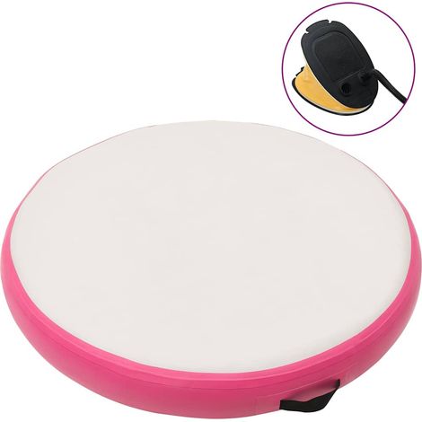 Aufblasbare Gymnastikmatte mit Pumpe 100x100x20 cm PVC Rosa