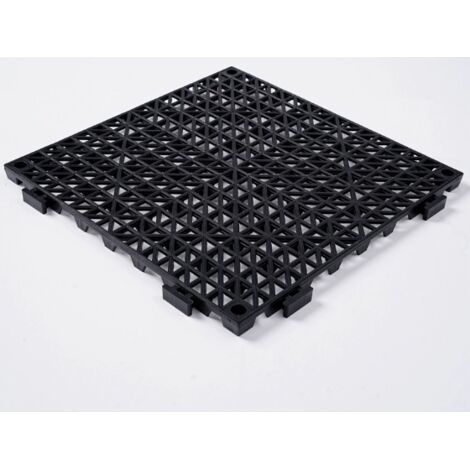Lot de 2 Dalles de Jardin Piscine 30x30x1,5 cm Noir Dalle Clipsable Ajourée Antidérapante en PVC Drainage Rapide Revêtements de Sol Extérieur Intérieur pour Terrasse Cuisine Spa Salle de Bain (1/5)