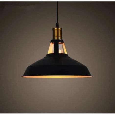 ss-33-1PCS Metal Retro Suspensions Luminaire Industriel Style Plafonnier Noir (1/3)