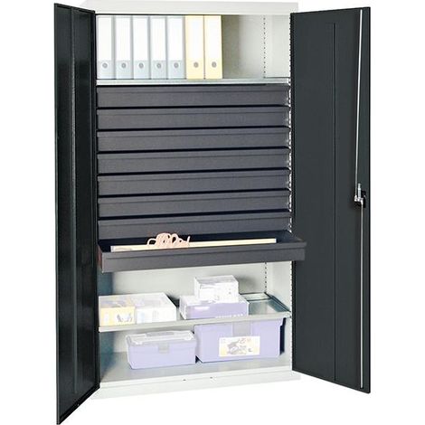 Stumpf Werkzeug- und Materialschrank Serie 3000 lichtgrau / anthrazitgrau + 8 Schublade 100 mm + 2 Auszugsböden durchgehend - 3008171 (1/5)