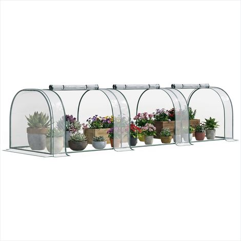 Serre de jardin tunnel 3,5 m² acier PVC 3 fenêtres 350 x 100 x (1/5)