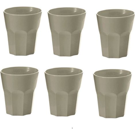 Set di 6 Bicchieri in plastica Dura colore grigio caldo 29 Cl pic nic  Outdoor Scampagnate Campeggio Mare e Montagna Lavabili in Lavastoviglie Prodotto in Italia