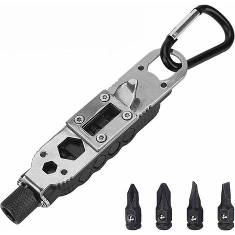Outil Multi-Usage Clef à Molette, Tournevis, Porte-clefs, Ouvreur, Mini Outil de Survie avec éclairage LED (1/5)