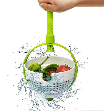 Essoreuse à salade multifonctionnelle, passoire rotative pliable avec poignée, nettoyeur et séchoir à salade, lave-fruits, filtre de lavage de légumes résistant aux rayures ( ) (1/5)
