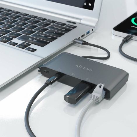 Hub USB Aisens ASUC-8P010-GR Gris (1 unidad)