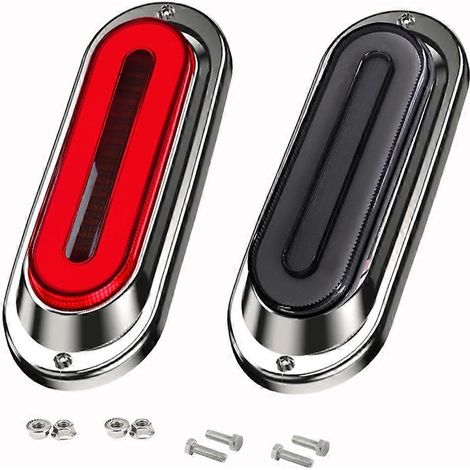 Lot de 2 feux de remorque ovales chromés de 6 pouces (15,2 cm) avec 114 LED, feux de freinage et clignotants dynamiques, lentille fumée, pour camions et remorques. (1/5)