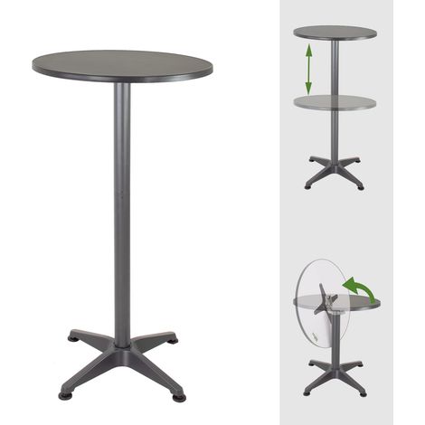 Stehtisch 2in1 Bistrotisch Alu klappbar höhenverstellbar 70/115 cm Ø 60 cm Partytisch Anthrazit (1/5)
