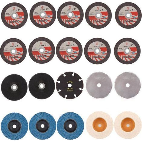 15 Disques Tronçonner 76mm + 3 Lamelles + 2 Polissage Feutre Convient pour Mini Meuleuse Cuneary (1/5)
