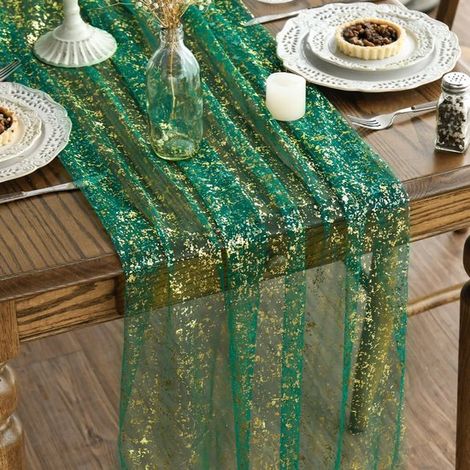 Striscia da tavolo trasparente con lamina glitterata 75 x 300 cm Decorazione per tavolo da cucina e da pranzo Decorazione per vacanze, feste e compleanni (per de (1/5)