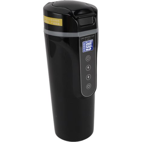 Bouilloire électrique de voiture avec écran intelligent 500 ml, tasse chauffante portable 12 V/24 V, noire (1/5)
