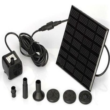 7V 1.2W Solar Fountain Pump, Solar Water Pump with 6 Nozzles Brushless Submersible Fountain Kit, 11x11cm, 3m Line Length (1/5)