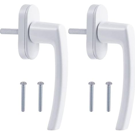 Poignée de fenêtre en alliage d'aluminium, vis dissimulée, tige en métal, couvercle en métal, poignée en aluminium massif, peinture miroir, couleur blanche,2pcs (1/5)