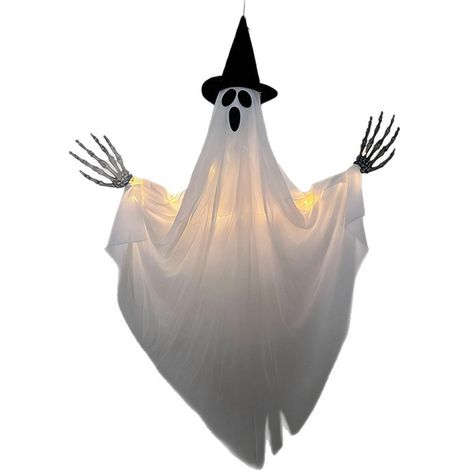 Fantôme lumineux suspendu pour Halloween - Facile à accrocher, idéal pour les décorations d'Halloween (1/5)