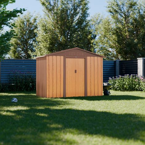 Sweeek – Abri de jardin métal 2,71 m² – Double porte coulissante – Acier galvanisé résistant aux intempéries – Kit de fixation sol inclus – L 213 x P 131 x H 185 cm (1/5)