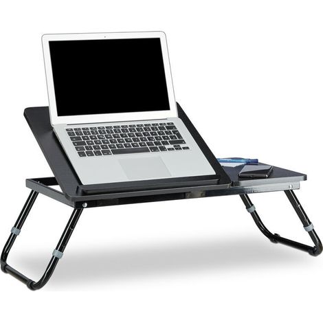 Table d'ordinateur portable pliable Noir Plateau de lit HxlxP: 40 x 75 x 35 cm hauteur réglable pliants, noir (1/5)