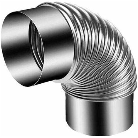 Tuyau de Poêle Coude Ø env. 120 mm, Coude de Poêle 90° en Acier Aluminié à Chaud,Argenté (1/4)