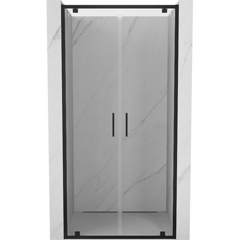 Mexen Exo doppelflügelige Duschabtrennung 120 cm, transparent, schwarz - 8182-120-000-70-00 (1/5)