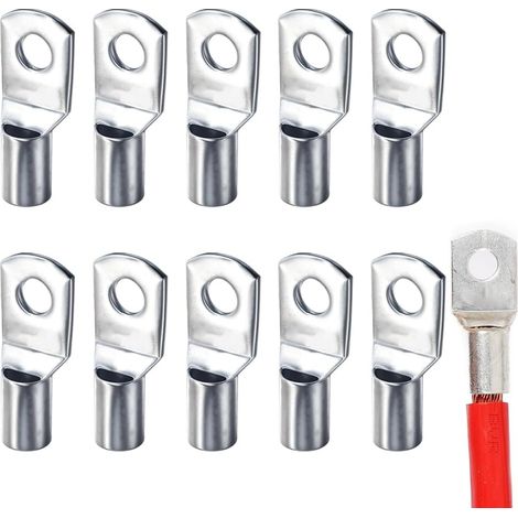 10 Pièces Cosse 16Mm2 M10 Sc16-10 Argenté - Cosses À Anneau Cuivre Non Isolées Pour Câbles Batterie (1/5)