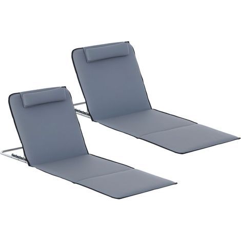 Folding sun lounger, garden lounger with headrest, beach chair with 5-position adjustable backrest, carrying bag included, ideal for the garden, holidays, beach and pool (1/5)