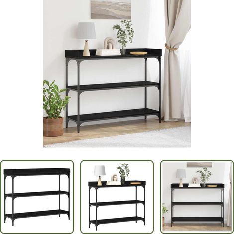 Stauraum -  Konsolentisch mit Regal Schwarz Eichen-Optik 100 x 30 x 80 cm (1/5)
