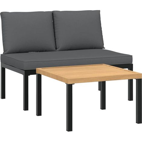 Maison Exclusive - Set Divani da Giardino 2 pz con Cuscini in Alluminio Nero