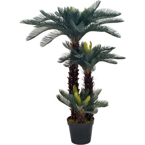Pianta artificiale con palma cycas verde vaso 125 cm decorazione interni DEC022031