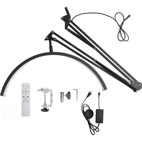Lampe beauté LED en forme de demi-lune, télécommande, pince en U noir, pour tatouage, 110-240V, prise US. (1/5)