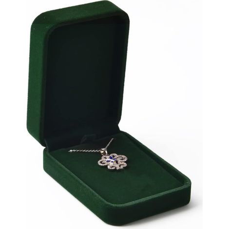 Boîte à pendentif en velours vert foncé, boîte de rangement, boîte anniversaire (1/5)