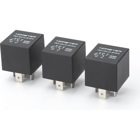 Backlit relay 40A, 12V, 5 pins, 3-pack, automotive relay for car horns, air conditioning fans, 12V, 5 pins (3-pack), non-locking.--DTEKGAZ