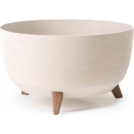 Pflanzgefäß OSLO creme 47x26,5 cm Kunststoff/Holzfasern auf Füßen mit Einsatz (1/4)