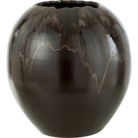 Cachepot céramique marron style artisanal pour plantes élégantes - Marron foncé effet artisanal (1/2)