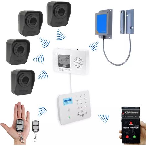 Kit "hangar agricole" - 4 détecteurs de mouvement à piles + 1 détecteur ouverture + alerte GSM (DA600+/KP)