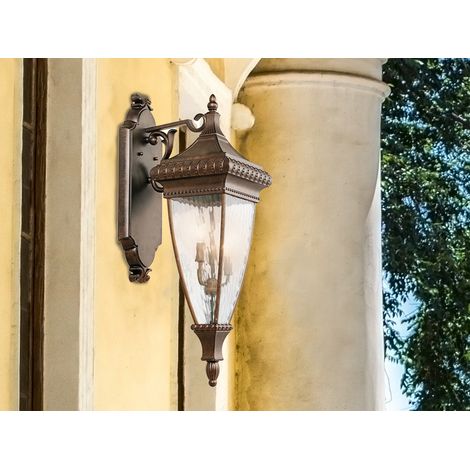 Elstead Venetian Rain - 3 Licht Außen große Wandlaterne Licht gebürstet Bronze IP44, E14 (1/5)