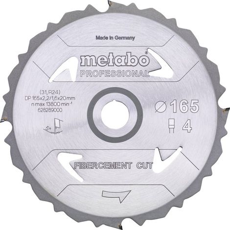 Metabo FIBERCEMENT CUT PROFESSIONAL 628287000 Lama circolare 160 x 20 x 1.6 mm Numero di denti: 4 1 pz.