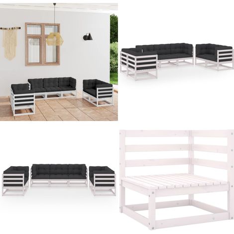 7-tlg. Garten-Lounge-Set mit Kissen Kiefer Massivholz - Garten Lounge Set - Kiefernholzmöbel - Outdoor Möbel - Gartenmöbel - Loungemöbel - Home & Living (1/5)