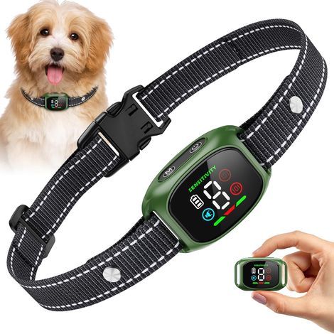 Collare antiabbaio intelligente per cani, 3 modalità per l'utente, impermeabile IP67, rilevamento intelligente, cinturino riflettente (verde) (1/5)