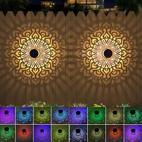 appliques murales extérieures éclairage décoratif solaire extérieur mural paysager coloré applique murale creuse motif Mandala (1/5)