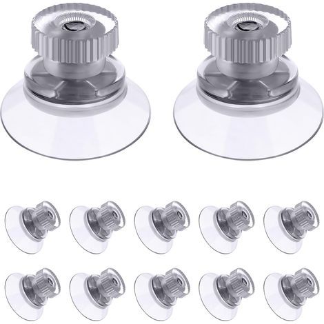 12 PCS Suction Cups, 25mm Clear Suction Pads Plastic Sucker Pads, Suction Holder with Knurled Nut Window Suckers for Glass Mirror Window Wall Door and Other Smooth Flat (1/5)