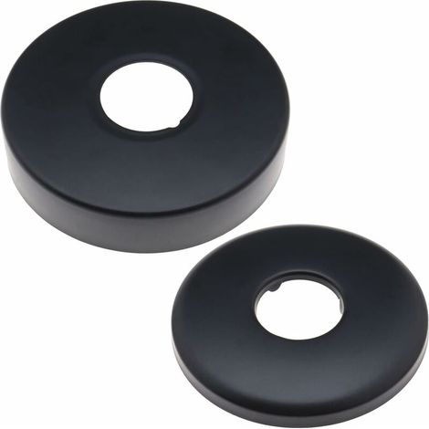 Lot de 2 cache-tuyaux de radiateur en acier inoxydable noir avec émail cuit double face pour robinets, douches et vannes d'arrêt - MODOU
