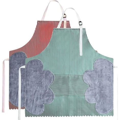 Set di 2 grembiuli da cucina regolabili e impermeabili con ampie tasche, ideali per cucinare, grigliare e fare giardinaggio - Crezuo