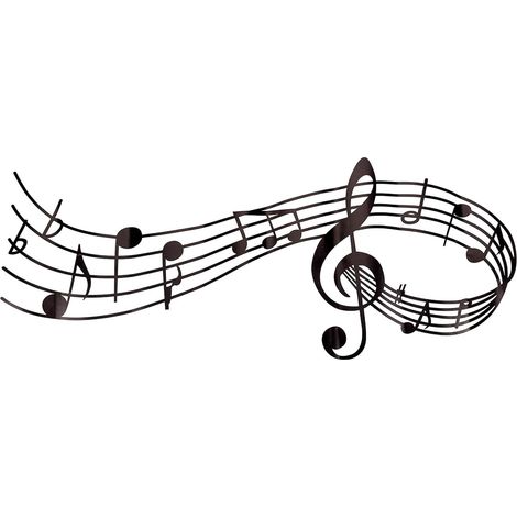 Autocollants muraux de notes de musique, grand autocollant mural en PVC noir, autocollants esthétiques, bâton de décoration pour la maison, le studio, la salle de classe, l'école, 24 x 58 cm (1/5)
