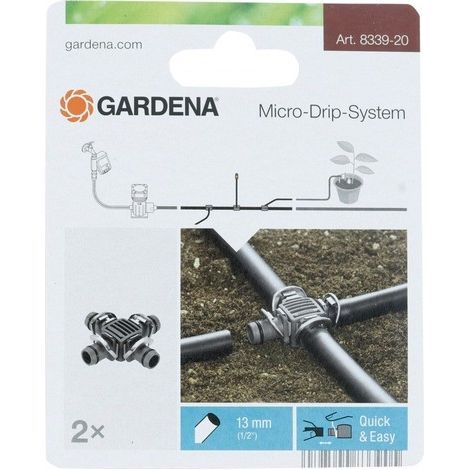 GARDENA Gardena Dérivation en croix Micro-Drip-System 13 mm 1/2 2 pcs, Noir/Orange, 13 mm (1/2) (8339-20) (1/5)