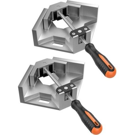 Pinces d’angle à 90°, lot de 2, en aluminium réglable et robuste, idéales pour l’ébénisterie, la fabrication de meubles, de tiroirs, de charpentes bois et de soudure