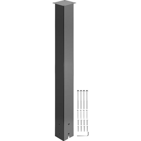 Boîtier de boîte aux lettres, 43" de haut, support en acier Q235 peint en noir, kit de poteau pour trottoir et bord de route, fixation universelle pour boîte aux lettres extérieure. (1/5)