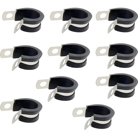 Lot de 10 serre-câbles en caoutchouc P - 13 mm - Colliers de serrage - Colliers de serrage - En acier inoxydable - Kit de serre-câbles en fil métallique (1/5)