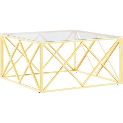 vidaXL Tavolino da Salotto 80x80x40 cm in Acciaio Inox e Vetro (1/5)