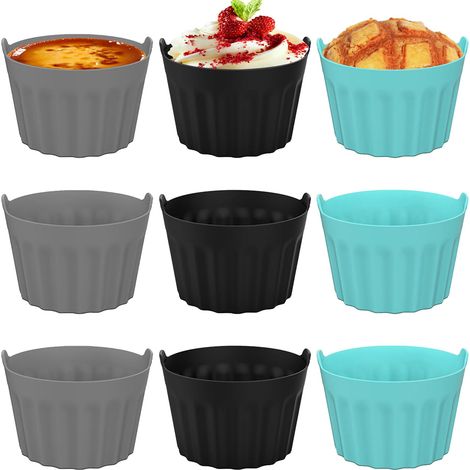 9 Pièces Moules Cupcake Air Fryer Antiadhésif, Moule Muffin Fryer, Fryers Silicone Muffin, Moules Individuel Silicone Gâteau Tarte Soufflé Friteuse à Air, Différentes Couleurs, 8 X 5 CM (1/5)