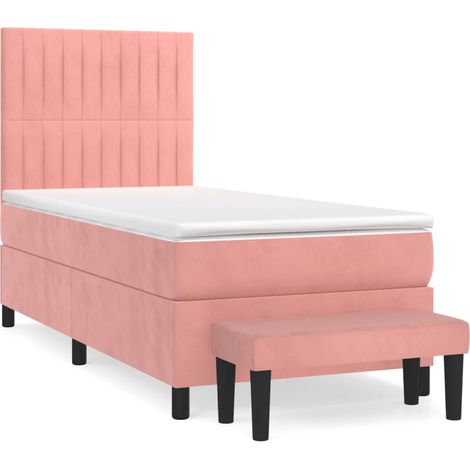 Maison Exclusive - Sommier à lattes de lit avec matelas Rose 90x190 cm Velours